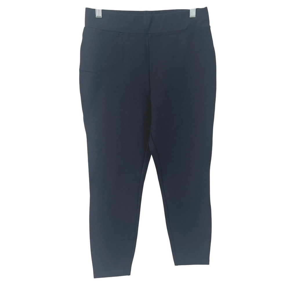 NWT Quince Sz M Ultra-Stretch Ponte Straight Leg Pants Black Leggings Office